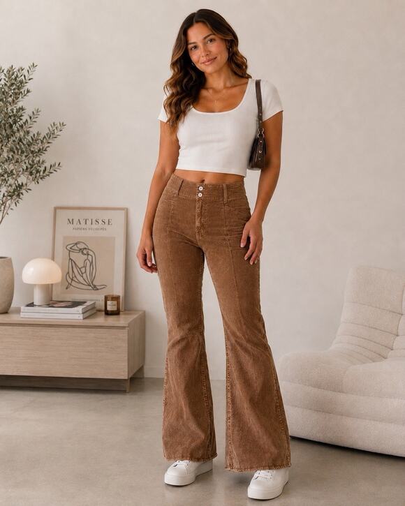 Free People Pants - Free People We The Free Corduroy Pants 29 Brown High Rise Flare Boho 70s Y2K